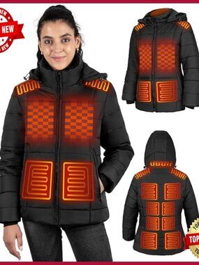 Slim Fit Heated Jacket with 15 Heating Zones, USB Charging, Waterproof